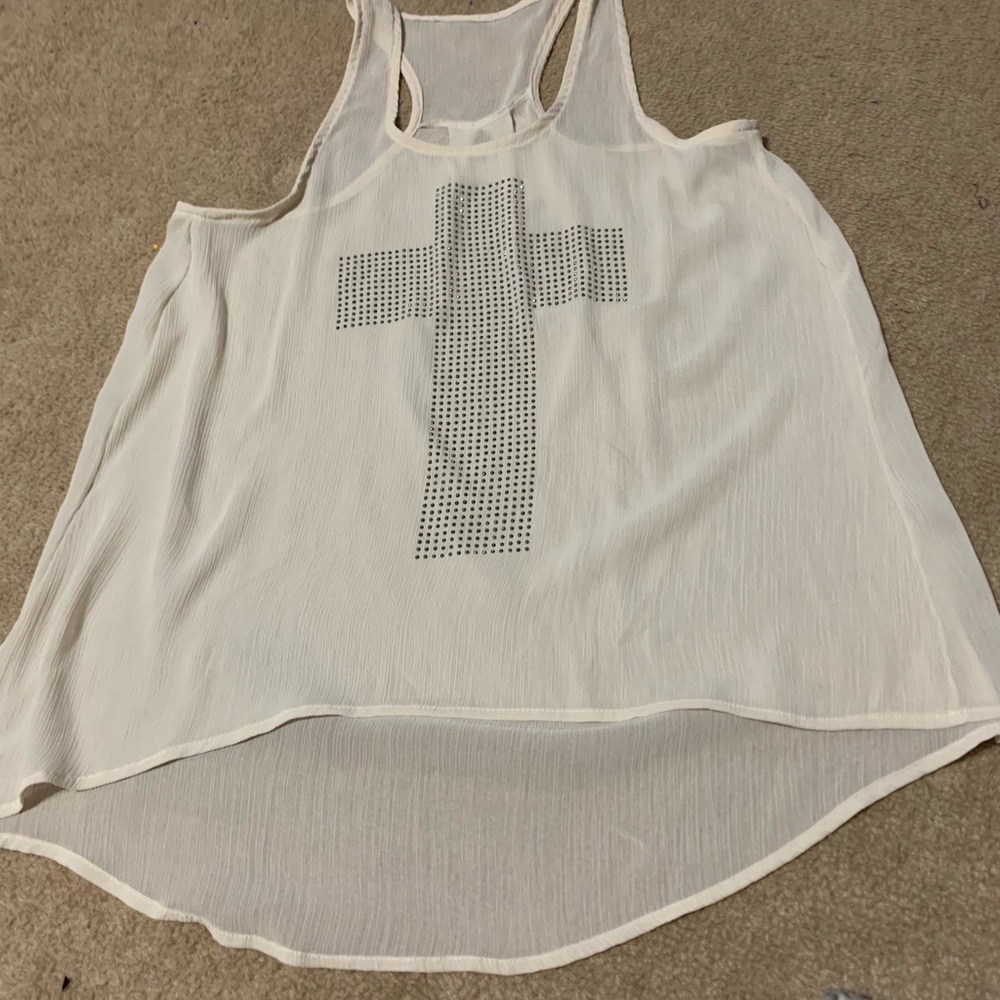 Sheer cream flowing tank